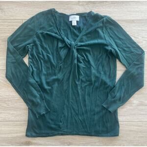 Ann Taylor LOFT Women’s Medium Emerald Green Long Sleeve Top Shirt Blouse Twist